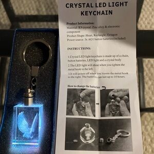 Rectangle shape Eagle Crystal LED Light Keychain